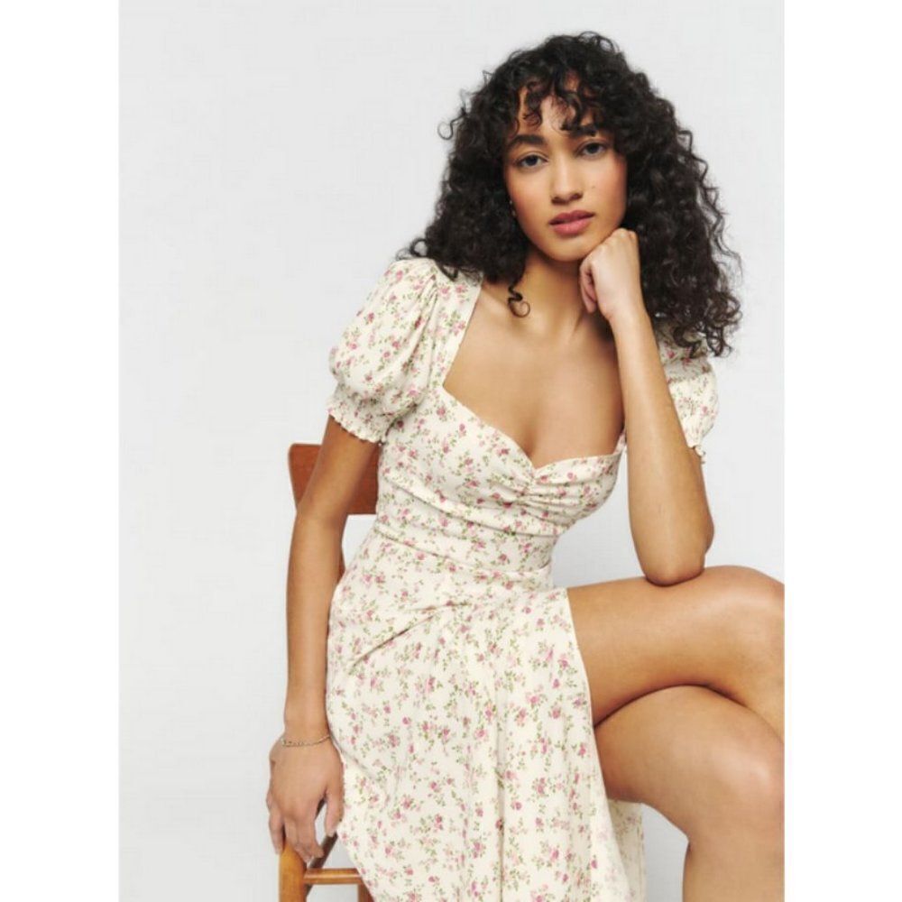💕REFORMATION💕 Lacey Dress ~ Boheme Pink Micro-Floral Print 2 NWT